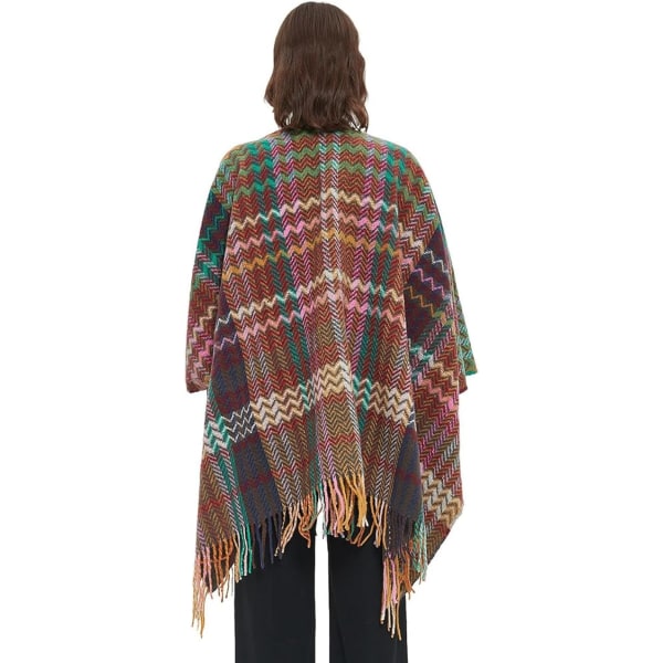 Dame Varm Sjal Wrap Cape Vinter Sweatre Åben Front Poncho wi