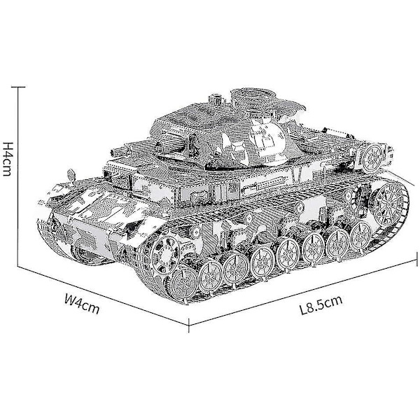 3D-metallmodellbyggsats för vuxna - Tysk IV-stridsvagn DIY 3D-metallpussel, julklappar och nyårspresenter till vuxna