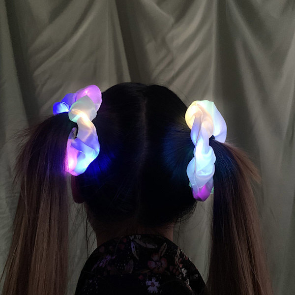 LED Lysende Scrunchie 5 Stykker Lysende Elastiske Hårbånd Lysende Hårbånd til Hestehale til Neon Halloween Jul Fødselsdag Nytår