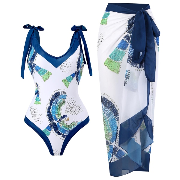 Bikinibaddräkt i ett stycke för kvinnor med cover Strandklänning Y16（XL Geometry）