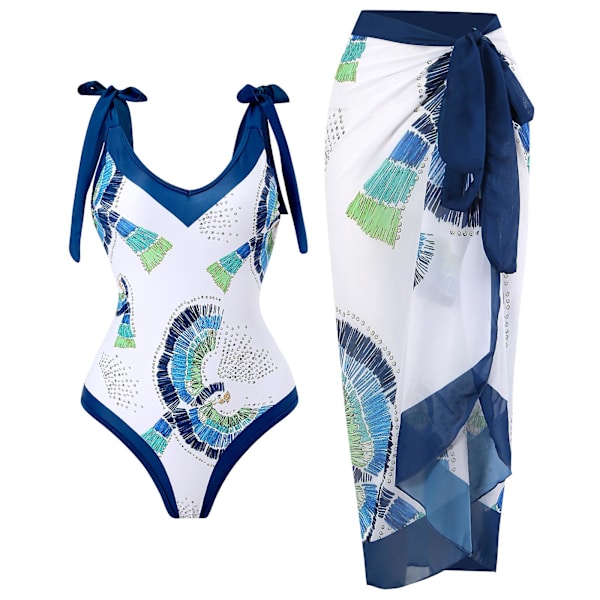 Naisten Yksivärinen Bikinit Uimapuku Uimapuvun Peitolla Rantamekko Y16（XL Geometria）