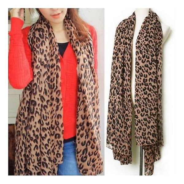 Damer Kvinner Mote Dyr Leopard Trykk Wraps Skjerf Chiffon Sjal Stor Stole（Leopard1）