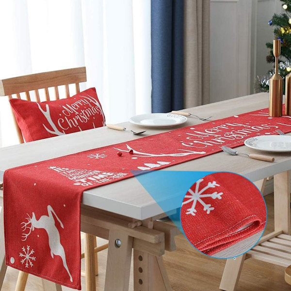 Rød julebordløber, bordløber med julemønster,