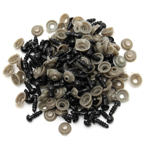 100 stk brune plast sikkerhetsøyne DIY sytilbehør for dukkebjørn utstoppede dyr Teddy Puppet Making 9MM