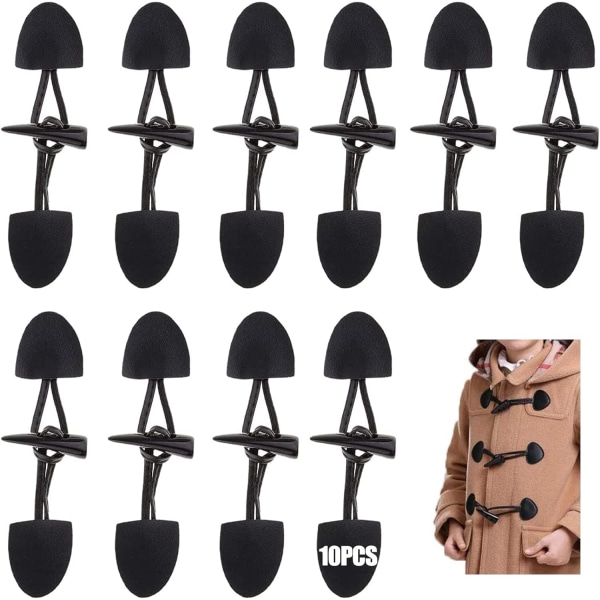 Hornknapp Läder 10PCS Hornknapp Duffelrock Stängning Pu Läder