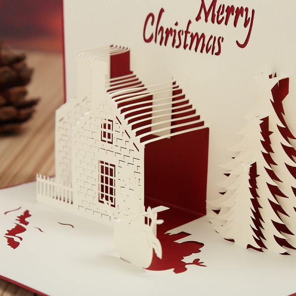 5 st Appear Julkort 3D Vivid Christmas Tree Snowman Greeti