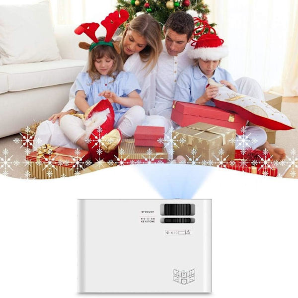 LED-projektori HD 1080P, yhteensopiva HDMI:n, USB:n, AV:n kanssa - valkoinen