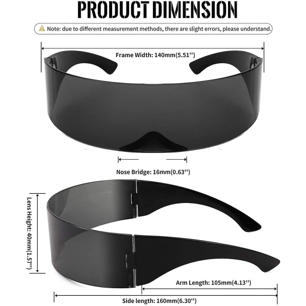 Festsolbriller alt-i-én futuristiske skyggenet solbriller til mænd og kvinder futuristisk punk-stil rollespil teknologi-følelse (sort)