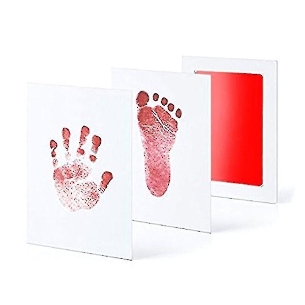 Baby Handprint Footprint Ink Pads Kits Pet Cat Dog Paw Print Souvenir Safe Non-toxic Gifts（Red）