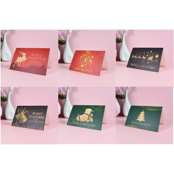 24 stykker glade julekort, julekort med konvolutt