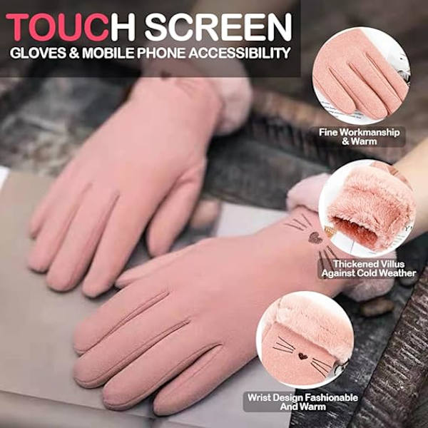 Dame vinterhandsker, touch screen cashmere snehandsker vinter kvinder varm cykling touch screen damer termiske handsker