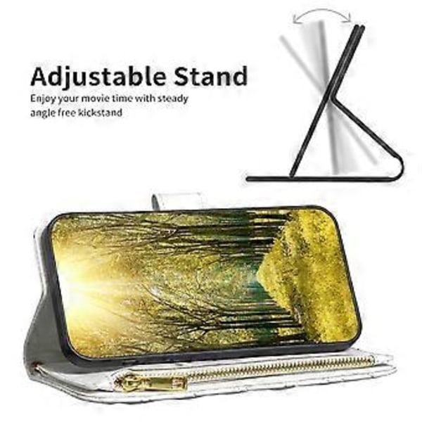 BINFEN COLOR BF Style-15 Fodral till iPhone 16 Pro Max Rombmönstrat Läder Telefonskal White