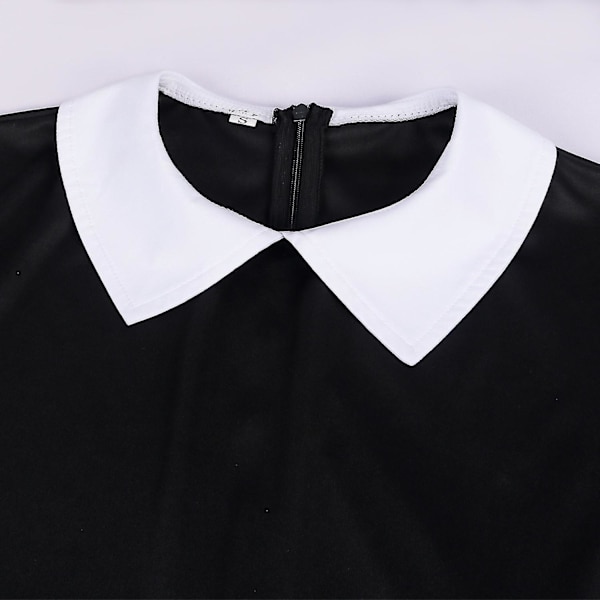 Addams Family jente- og dameklær Wednesday Addams Cosplay-kostymedress (110 cm)