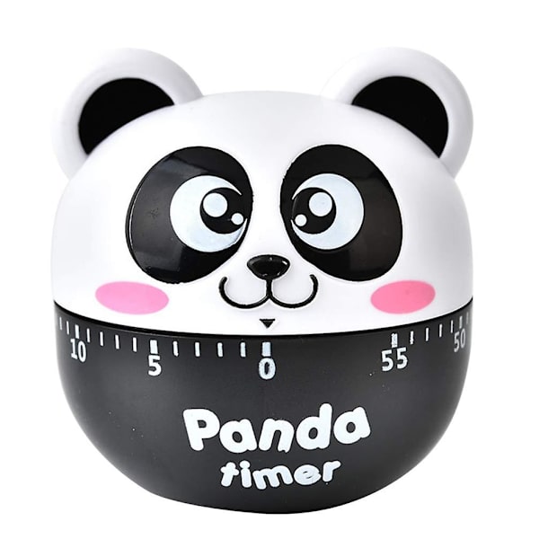 Køkken æggeur sød klasseværelse timer panda formet mekanisk køkken bagning madlavning timer påmindelse 60 minutter（sort）