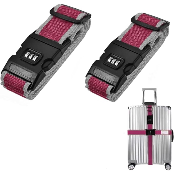2-pack justerbara bagageremmar med kodat lås, snabbkoppling B
