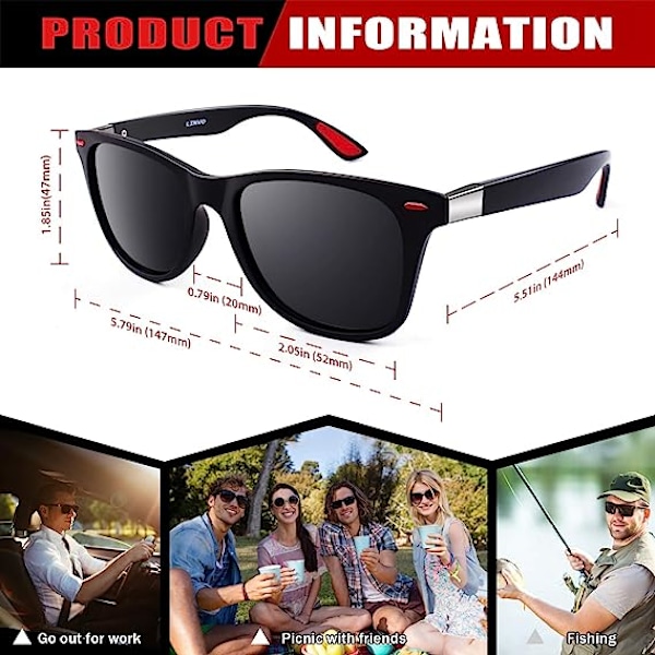 Solglasögon Herr Dam Polariserad Rektangel TR90 100% UV-skydd