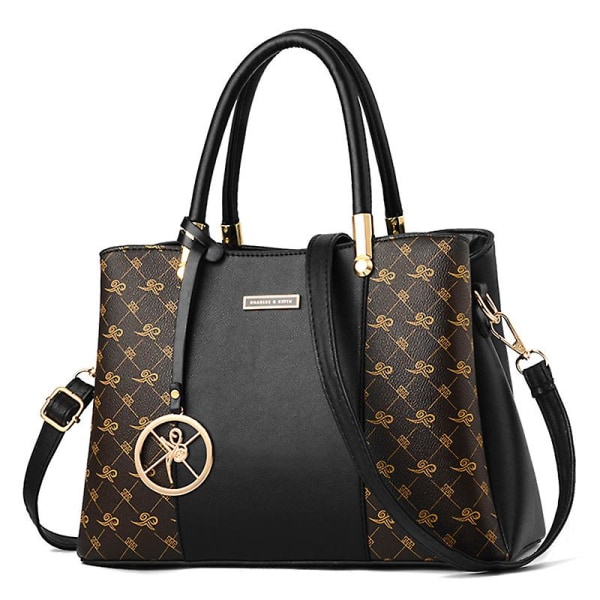 Damväskor Söta Crossbody Väska För Flickor Galler Axelväskor Pu Läder Messenger Väska Topphandtag Väska Med Flik (Blomma Svart)