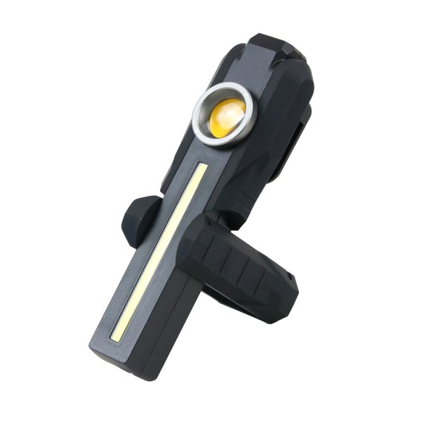 Hopfällbar lila LED+COB ficklampa med magnet USB-laddning stark