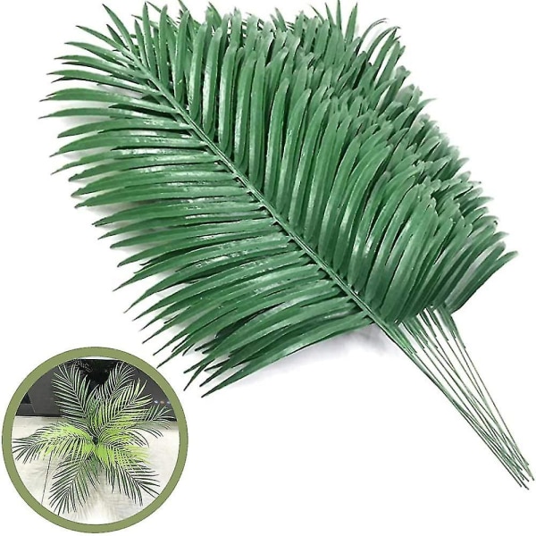 12 Pack Artificial Palm Leaves Plants Faux Palm Fronds Tropical Large Palm Leaves Greenery Plant For Leaves Hawaiian