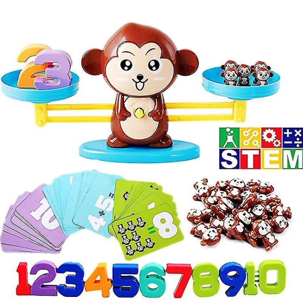 Balance Counting Cool Math Games - Stem Toys For Toddlers（Brown monkey）