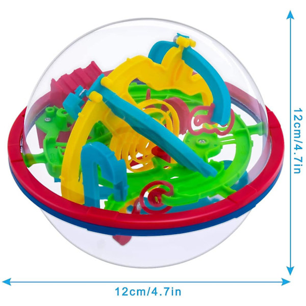 3D-labyrinttipallo, interaktiivinen labyrinttipeli (12 cm, 4,7 tuumaa) 100 haastavalla esteellä - 9-vuotiaille ja sitä vanhemmille