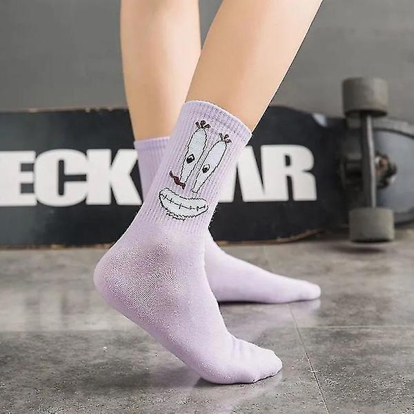 Spongebob Sock Cute Bekväma Bomull Mjuk Cartoon Karaktär Crew Sock För Kvinnor Flickor
