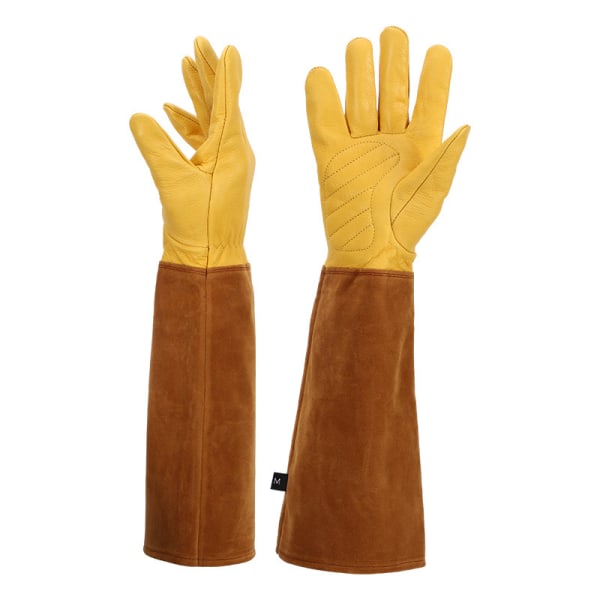 Trädgårdshandskar förlängda svetshandskar anti-cut anti-stick arbetshandskar arbetshandskar högtemperaturbeständiga handskar (M storlek)