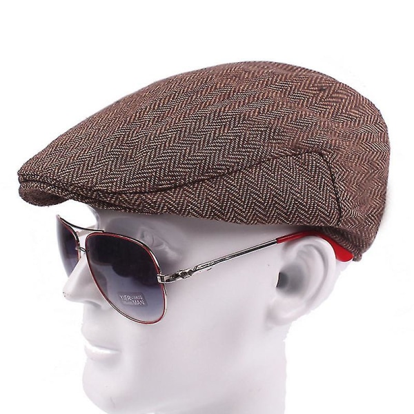 Miesten Vintage Newsboy Tweed Baker Gatsby Hat Peaky Flat Caps Blinders Coffee