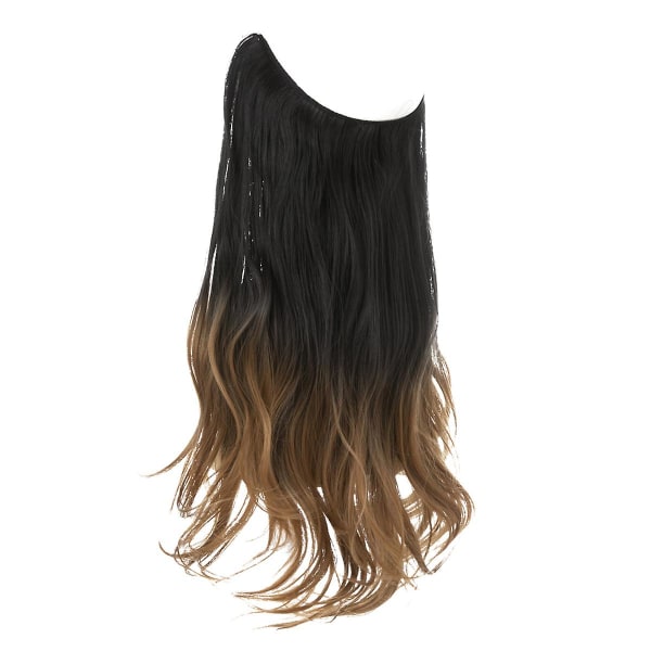 Justerbar hovedbøjle Usynlige trådhårforlængelser fremhæver lange krøllede syntetiske hårstykker til kvinder Varmebestandig fiber (16 tommer)