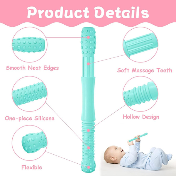 Baby Bidering Silikone Bidering, Bpa-fri Baby Biderør Greb Legetøj Med Rengøringsbørster