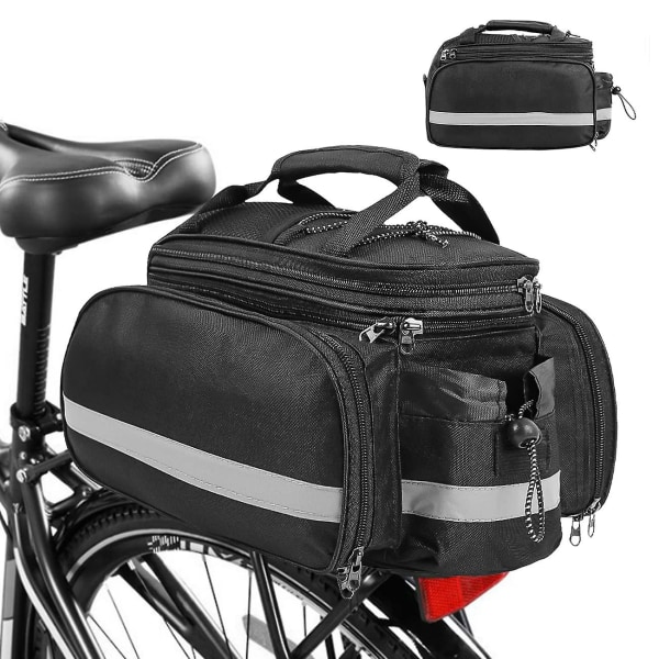Cykelväska, cykelbagageväska för bakre rackbärare, förlängbar cykelförvaringsväska med axelrem