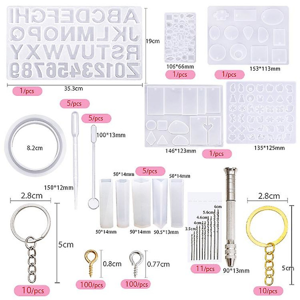 477-dels Alfanumerisk Kombination Smyckesberlock Glitterpulver DIY Kristall Dropp Gel Form Set 3D Form