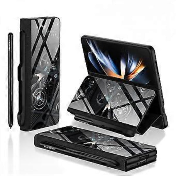 For Samsung Galaxy Z Fold 4 Deksel med Krystall Hybrid Lær F
