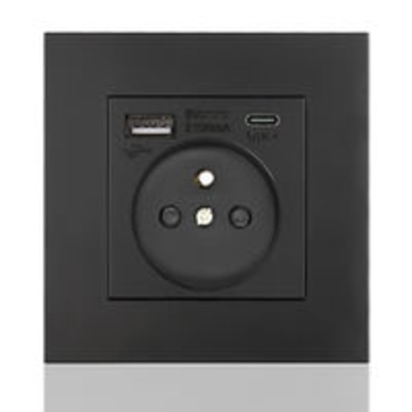 Fransk stikkontaktpanel Type-c+USB16A Type 86, antall stikkontakter: 2 h
