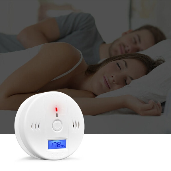 Karbonmonoksiddetektor Alarm CO Detektor Alarm Sensor med LCD