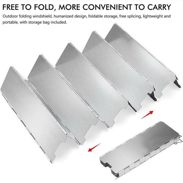 Hopfällbart vindskydd i aluminiumlegering, 30 plattor camping vindskydd