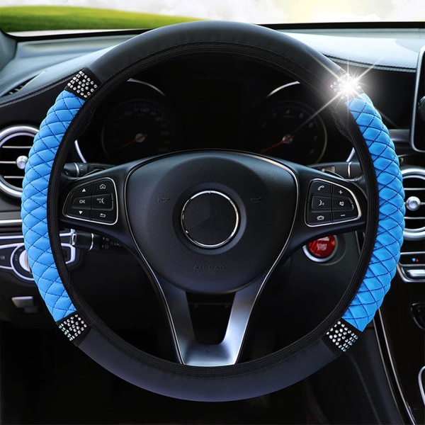 Microfiber Leather Car Steering Wheel Cover, Universal 15 Inch Di