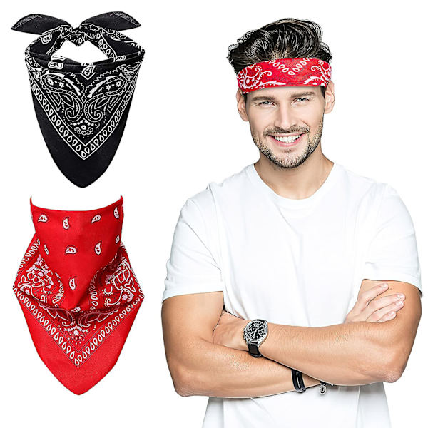 2 stk Paisley Bandanas, Hårbandanas for kvinner og menn, Multifunksjonell polyester-bomull hodeplagg