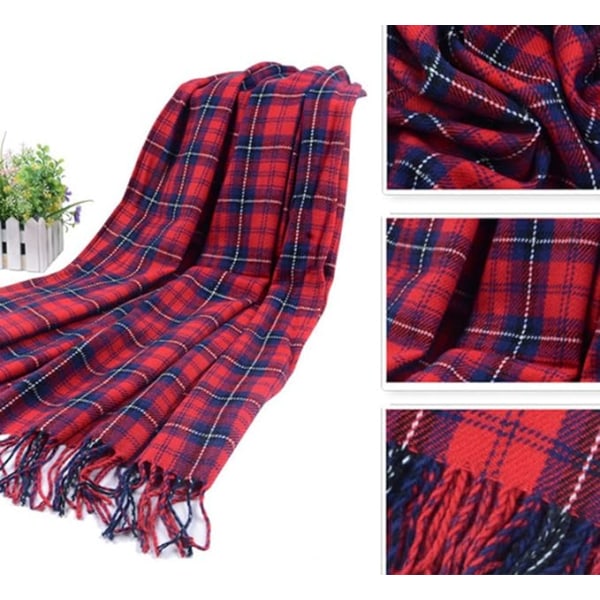 Tartan Plaid Tørklæder til Kvinder, Damer Mode Vinter Varmt