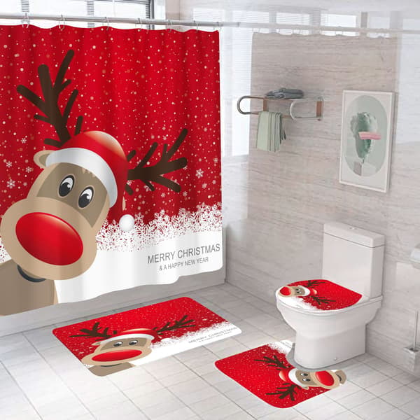 Juleelg trykt polyester dusjforheng, 180*180CM