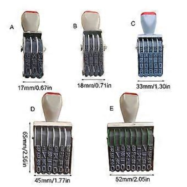 Nummerstempel 0-9 Nummereringsstempel Roterende Cifre Nummerstempel Datostempel Justerbart Plastik Nummerstempel Style A