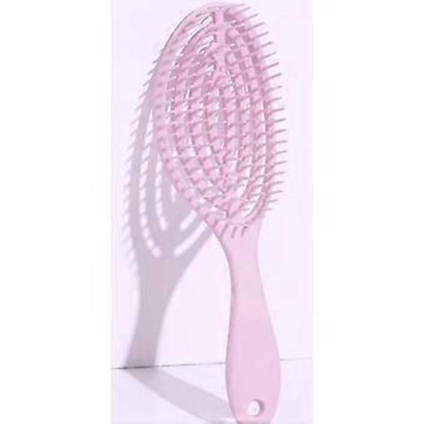 Rund hårkam hul oval kam gradient plast godteri farge massasjekam hårkam (Rosa) Pink