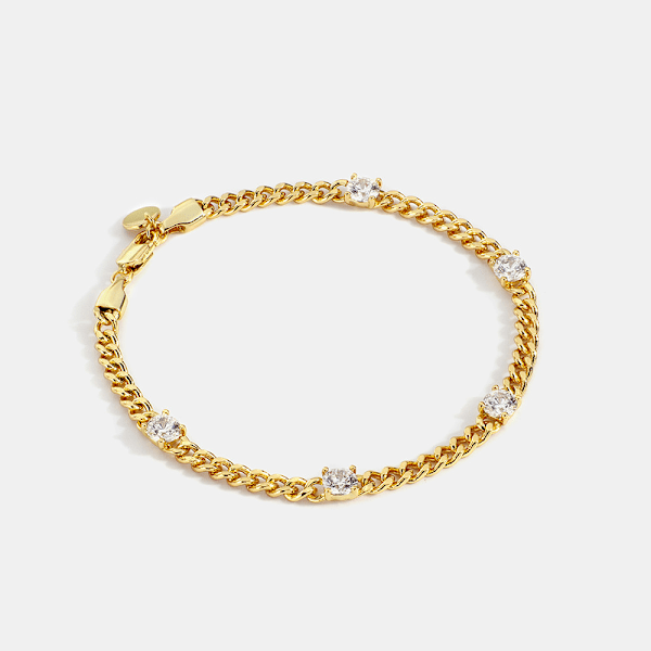 Europæisk og amerikansk stil guld cubansk kæde armbånd med diamanter