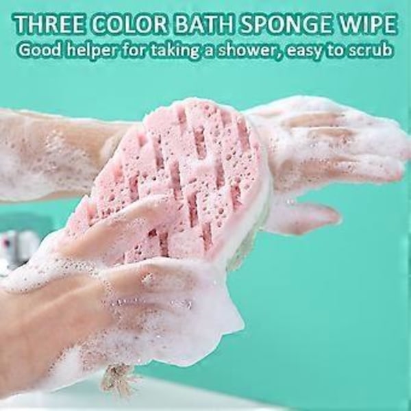 3 st Badsvampar för Kvinnor, Män, Vuxna, Barn. Svamp Loofah Kroppsskrubb Duschsvamp för Kroppstvätt Badrum