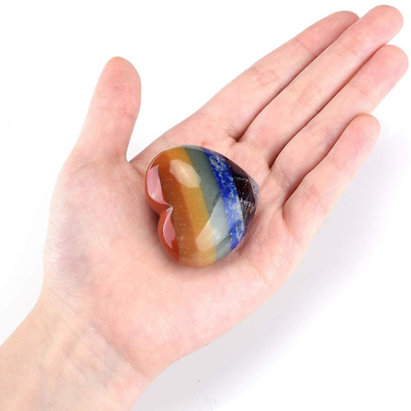 7 Chakra Krystall Puff Hjerte Bekymringstein Naturlig Helbredende Krystall Håndflate Bekymringstein For Meditasjon Hjemmedekorasjon