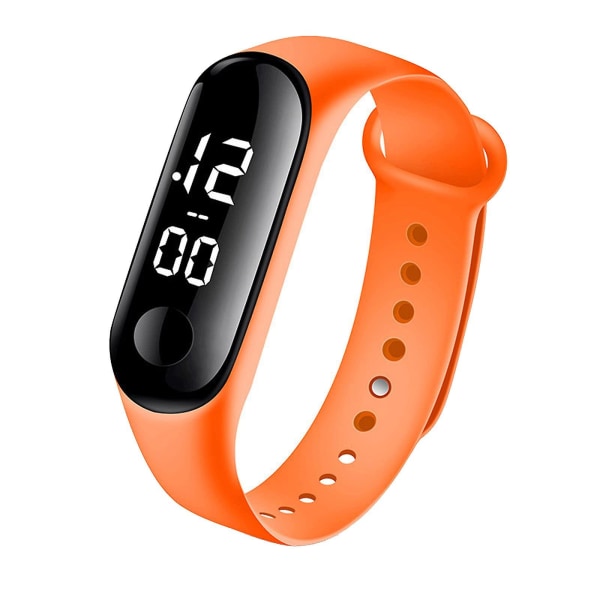 1 st Mode Digital Led Watch Unisex Silikonband Armbandsklockor Män Kvinnor Mode Enkelt（Orange）