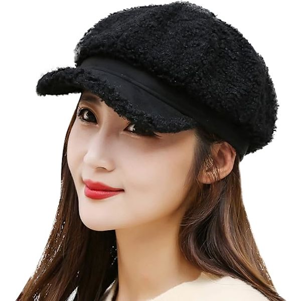 Sort Dame Beret Huer Fransk Stil Uld Bereter Damer Klassisk S