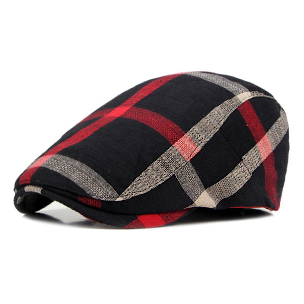 Herrplatt Flat Newsboy Hat, Justerbar Irish Cabbie Cap, Andningsbar Jaktmössa för Körning (Svart)