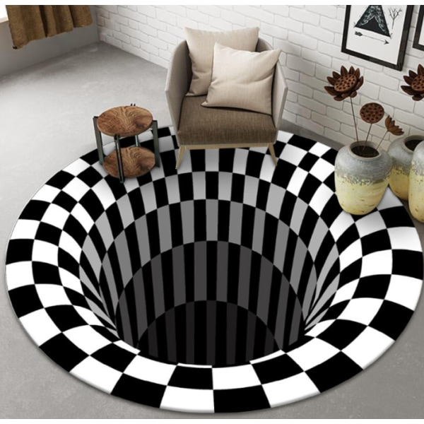 Pearl Rare Vortex Illusion Carpet, 3D Trap Effect Printing Mat, D