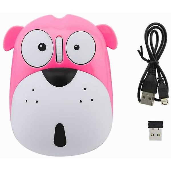 2.4ghz Wireless Mouse Cute Animal Dog Shape Wireless Mouse Mini Rechargeable Optical Mouse Puppy Cartoon Computer Mouse 3 Buttons For Desktop Pc Lapto